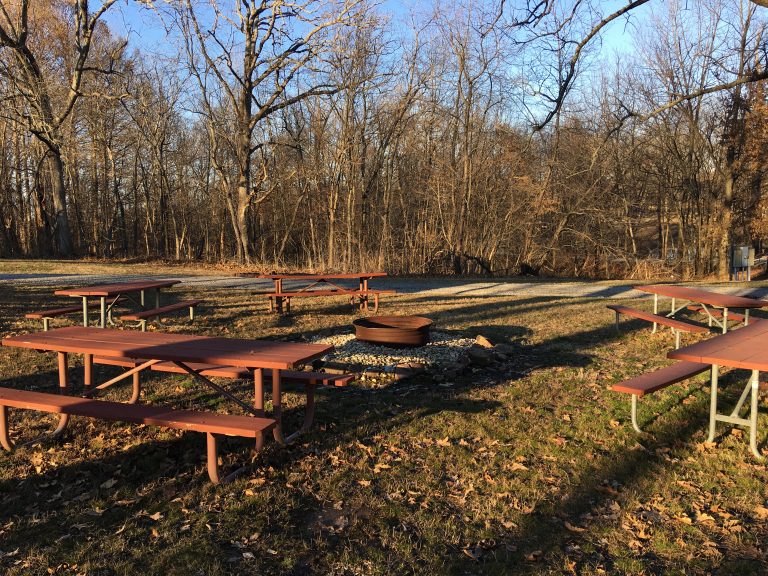 Pavilions and campfires at Lake Sallateeska Baptist Camp