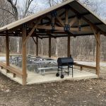 The Back 3 pavilion has great seating and lots of picnic tables. There is also a firepit right beside the pavilion.
