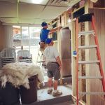 Campers On Mission building some closets for the HVAC in the chapel. Working hard!