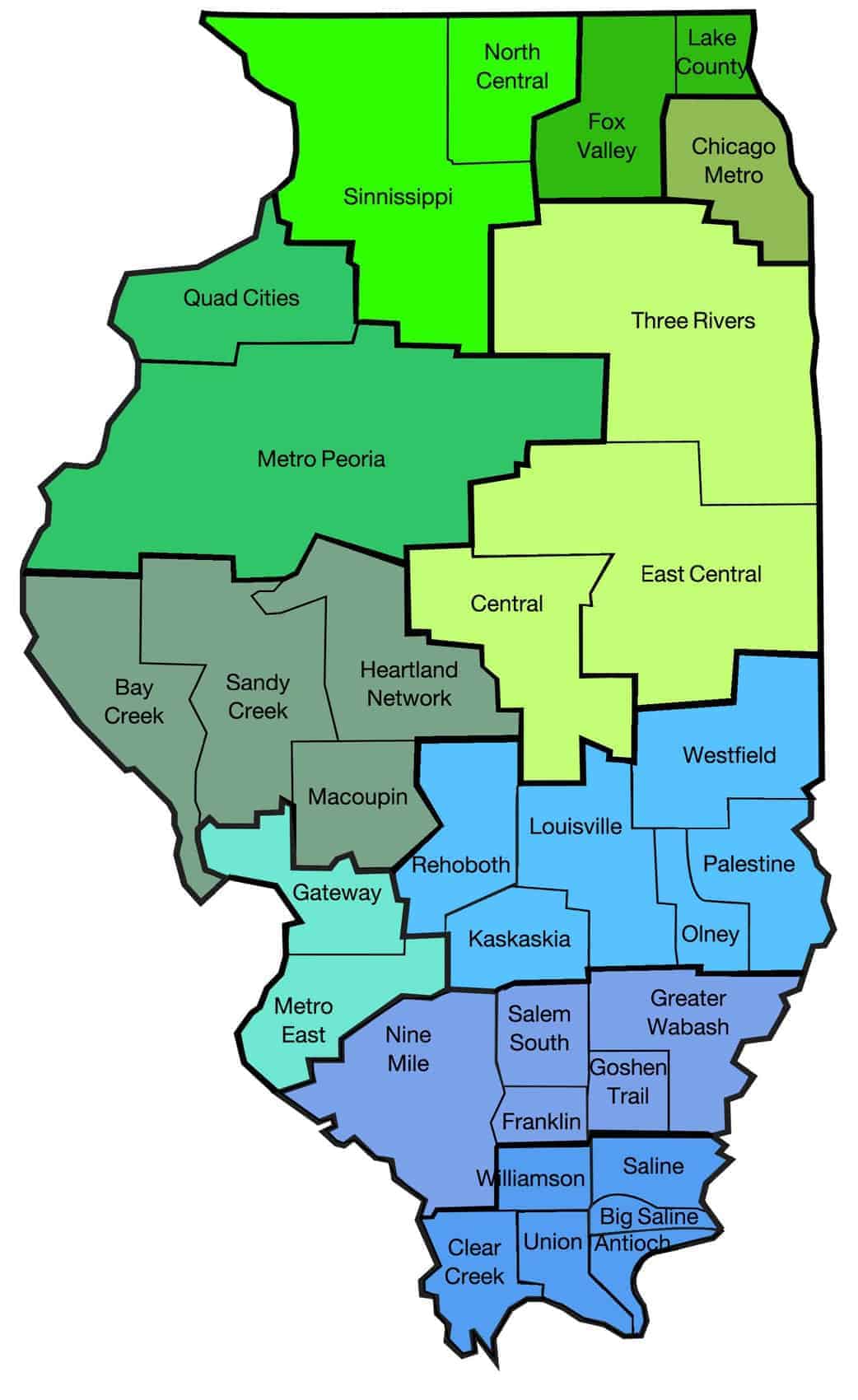 Zone Consultants Map 2019 June IBSA Illinois Baptists