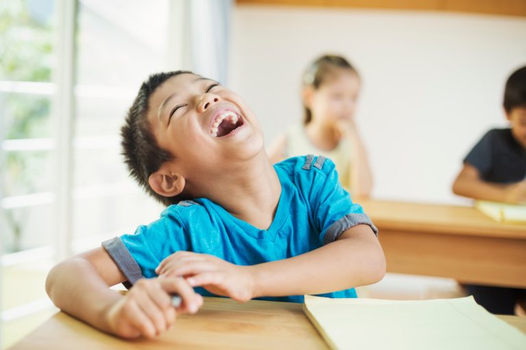 A group of children in school.